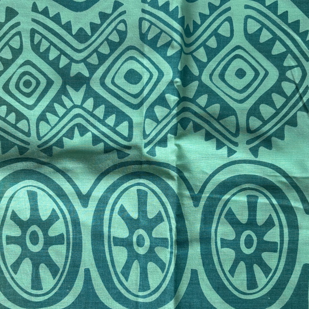 Vintage Aqua Swim Sarong/Sari with Teal and Gold Geometric Print - Picture 12 of 15